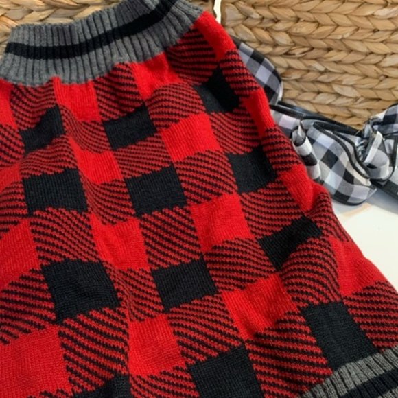 Large Buffalo Check Dog Christmas Sweater Set of 2 - Picture 4 of 6